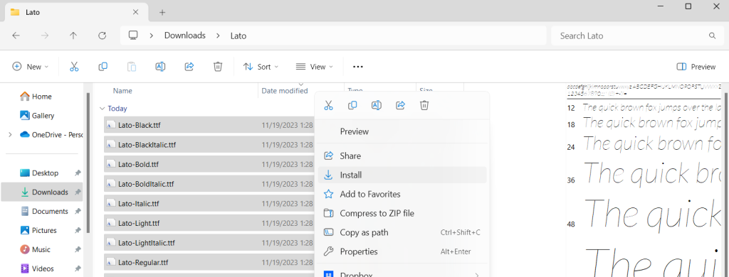 Install Lato font in Windows for using in PowerPoint presentations