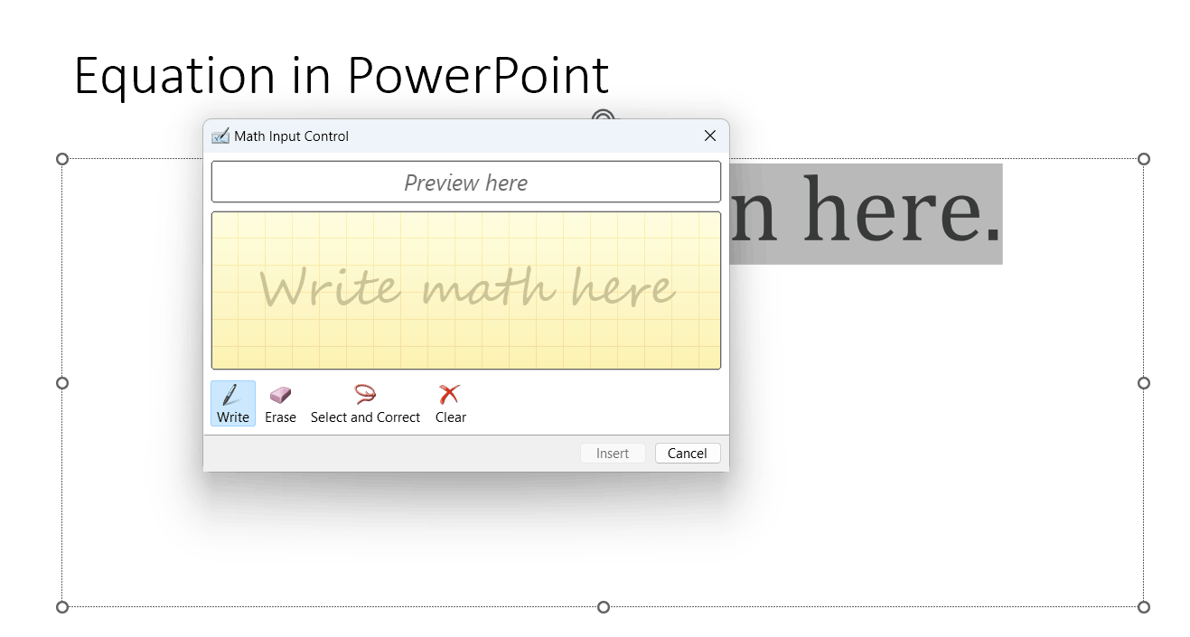 Example how to draw an equation in PowerPoint