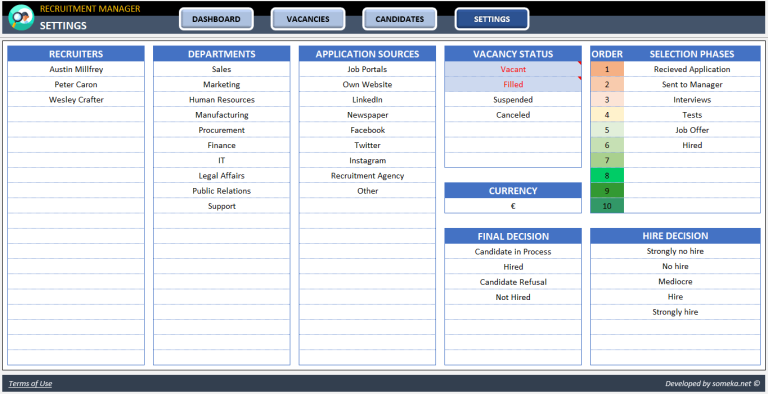 Recruitment Tracker Template for Excel (with Dashboard)