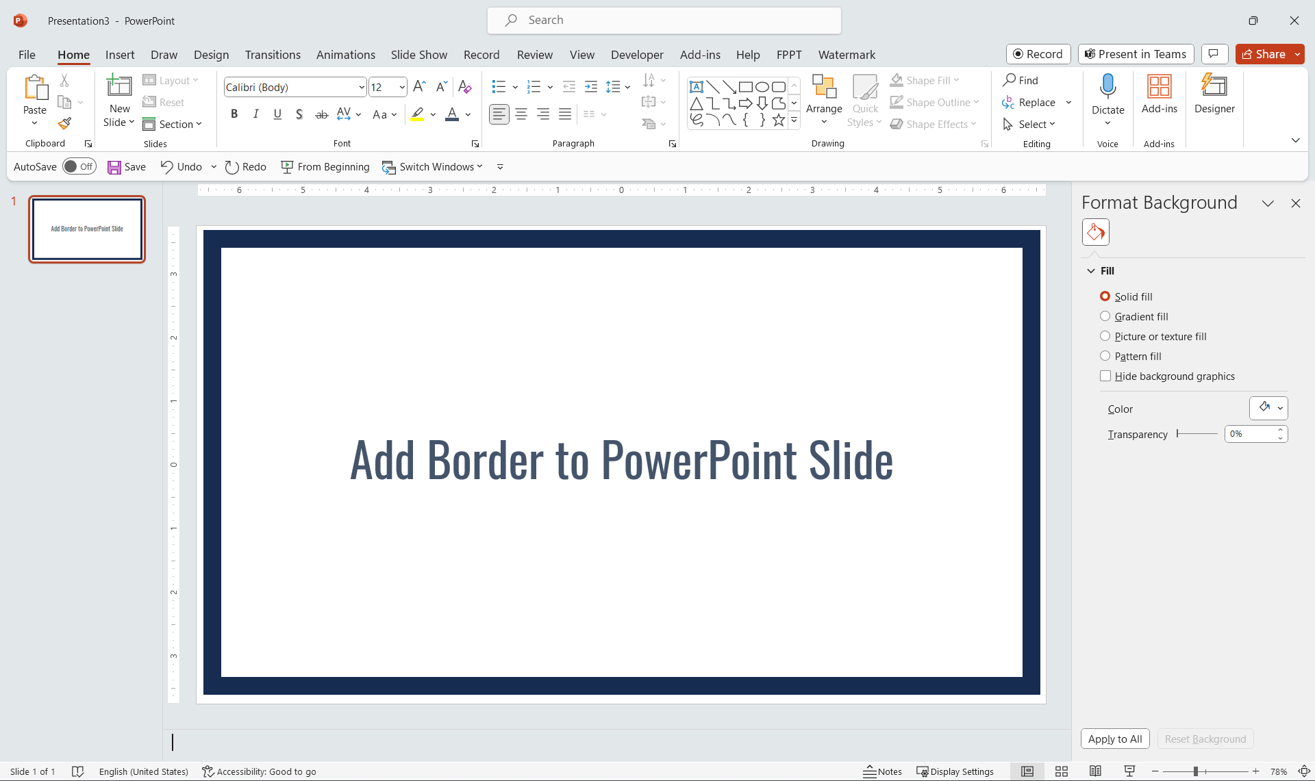 How to Add Border in PowerPoint using Shapes