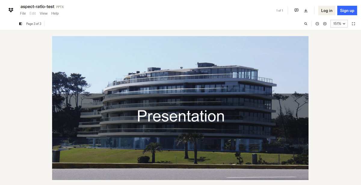 Example of Presentation shared via Dropbox