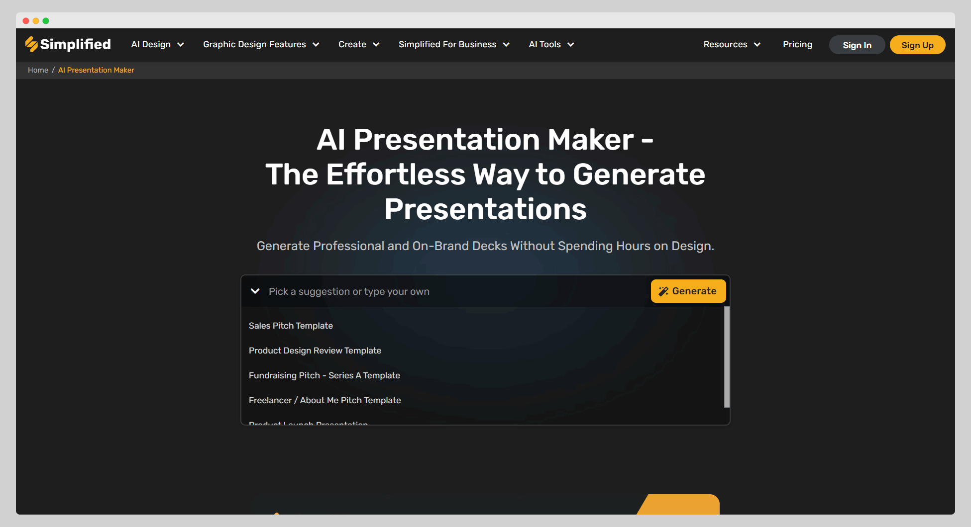Simplified - AI Presentation Maker