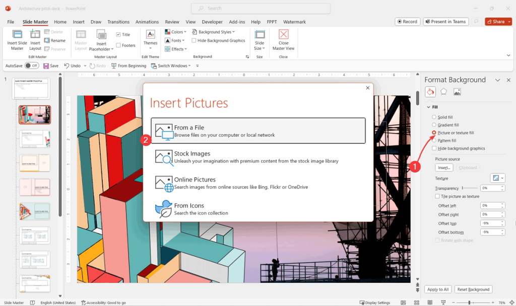 How to insert a picture as a background in PowerPoint presentations