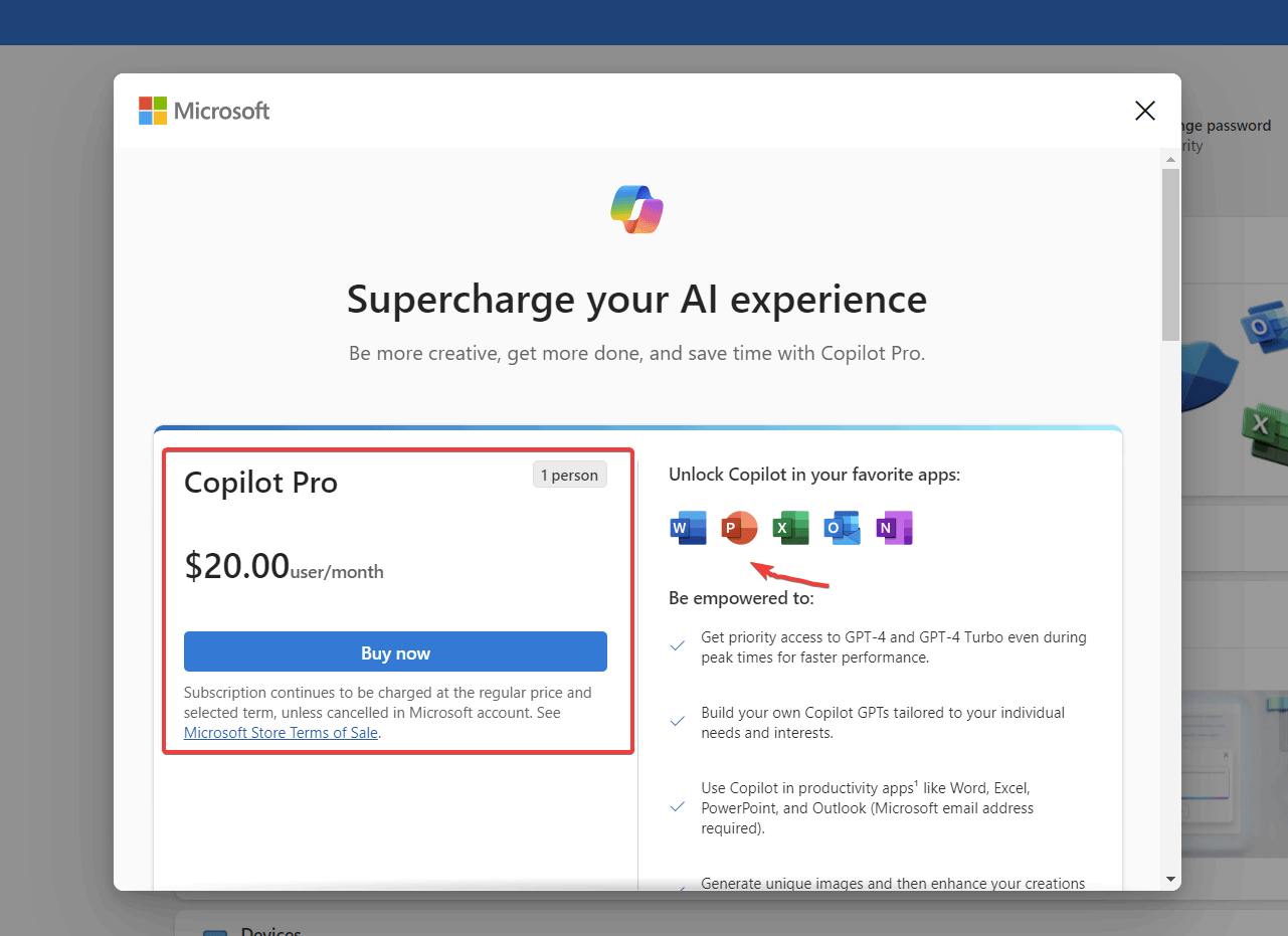 Purchase Copilot Pro to supercharge your AI experience in Microsoft Office programs