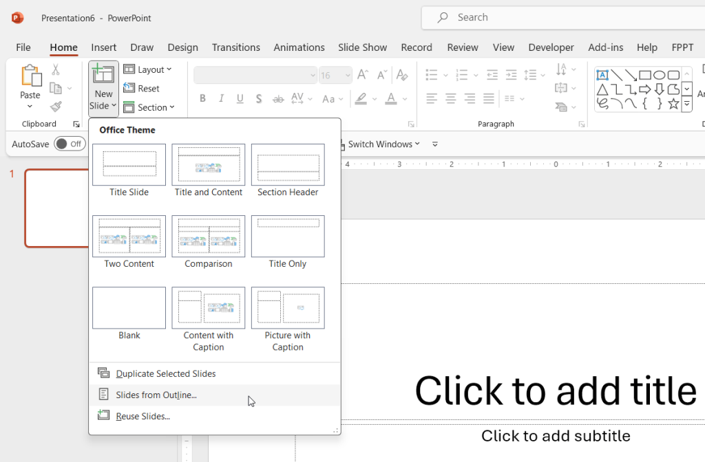 Create a PowerPoint from an Outline Text File