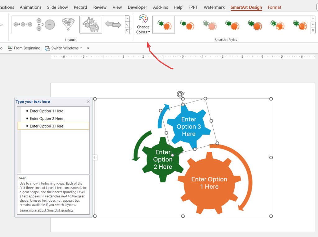 How to Design Gears in PowerPoint with SmartArt Graphics