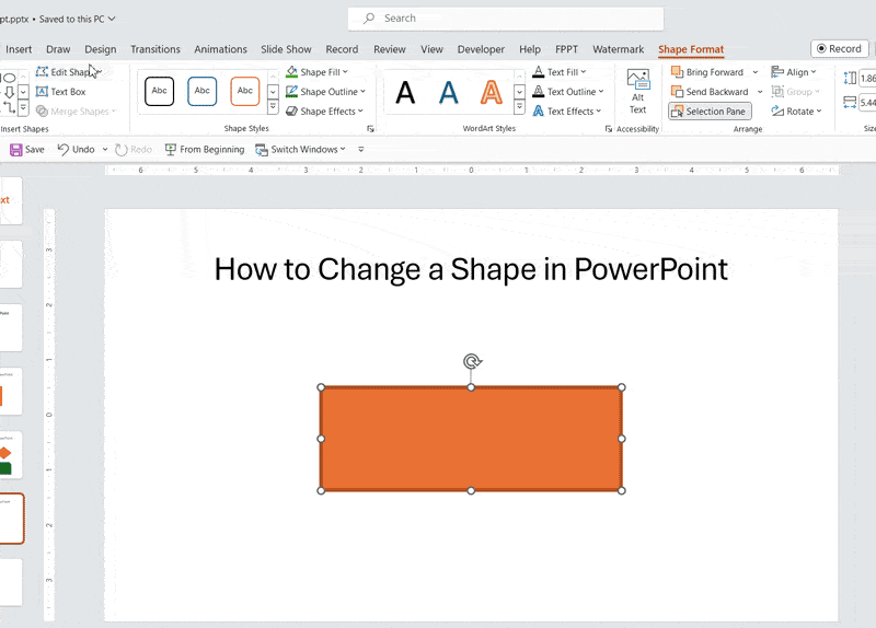 How to change shapes on the fly in PowerPoint