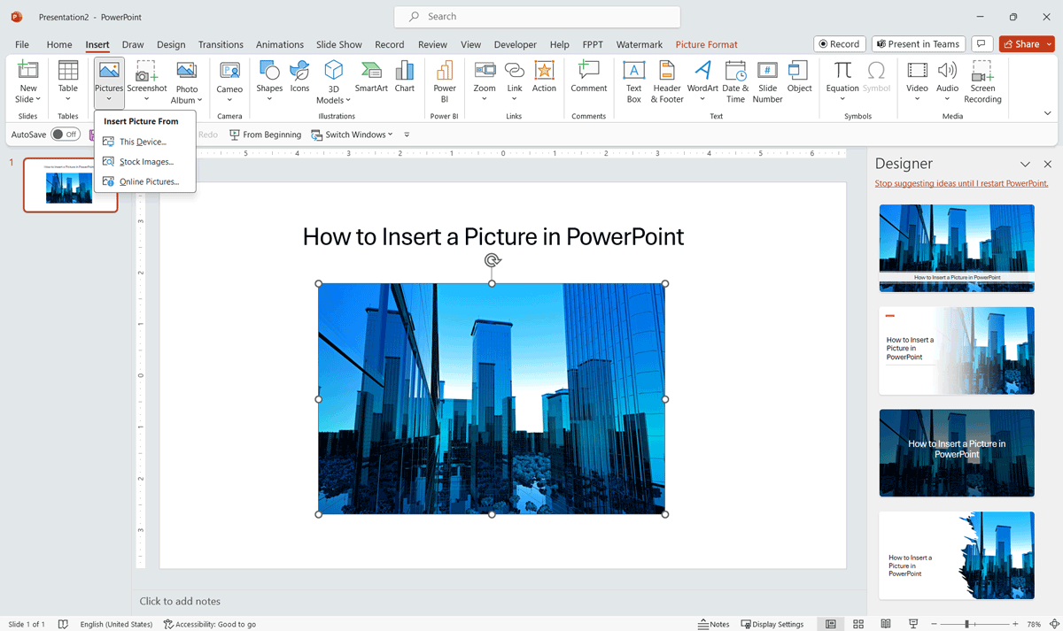 an example of presentation on powerpoint