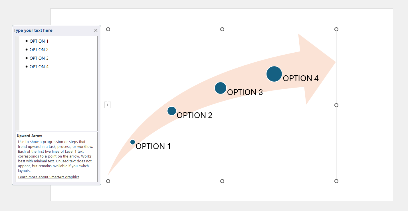 Example of simple arrow created with SmartArt graphics in PowerPoint