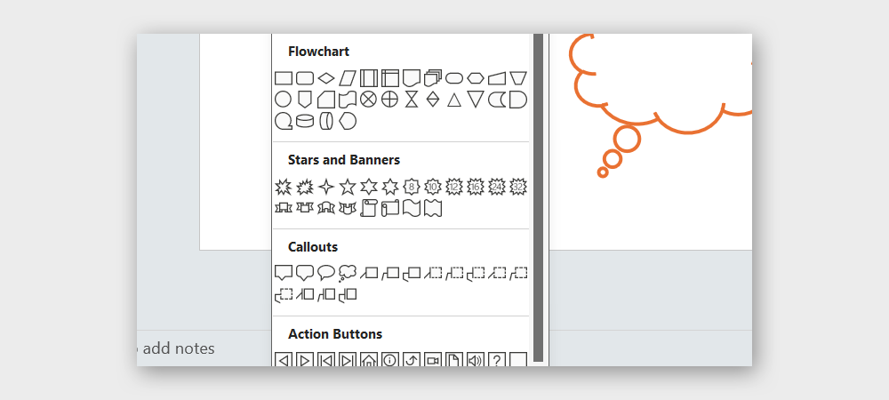 Callouts shapes in PowerPoint. Useful to make a bubble speech PPT presentation with shapes.