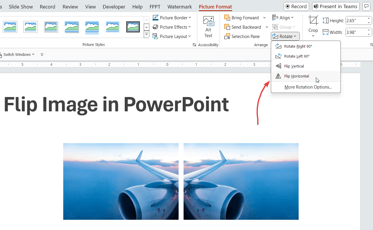 Example of Flip Horizontal in PowerPoint - Flip image in PPT