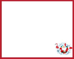 Free White & Red Frame in a PowerPoint Presentation with Santa illustration in the corner of the slide