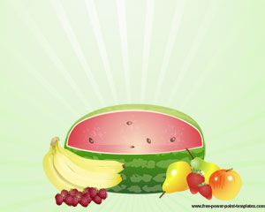 Free Fruit Power Point template with fresh fruits illustrations in the slide background