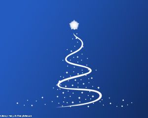 Merry Christmas Free Powerpoint Template with Christmas Tree in a Blue Background for Presentations