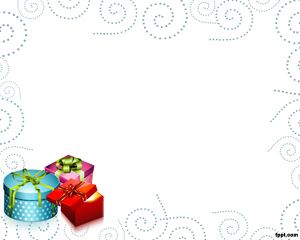 Free white slide design for PowerPoint with presents and gift boxes