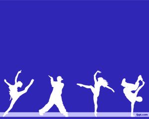 Dancers PowerPoint Template over blue solid background