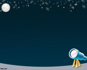 Free astronomy PowerPoint template with stars in the sky and telescope