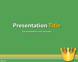 Free King PowerPoint template with green background and king crown illustration