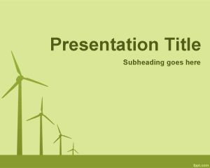 Air Energy PowerPoint Template with Wind generator in the cover image and green background