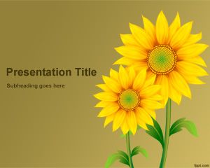 Free Sunflowers PowerPoint Template with yellow background