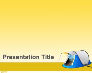 Camping PowerPoint Template with Yellow background and Camp or Tent illustration