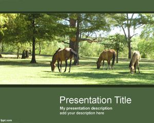 Horses PowerPoint Template with green background - photo taken in Mercedes, Soriano