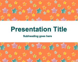 Free cute background template for PowerPoint with orange background and lot of star illustrations
