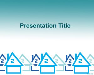 Simple presentation template for housing finance topics with small house illustrations in the cover slide