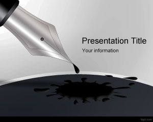 Black Ink Pen PowerPoint Template