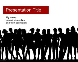 Lady Night PowerPoint Template with Human Silhouettes in the slide design
