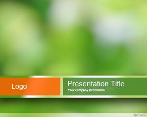 Sustainable PowerPoint Template with green background and blur effect
