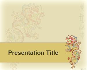 Free dragon PowerPoint template over a yellow background