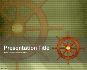 Free Ship’s Wheel PowerPoint Template over sepia background