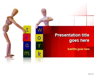 Team Working PowerPoint Template with Fun Team Working activities for work with building blocks