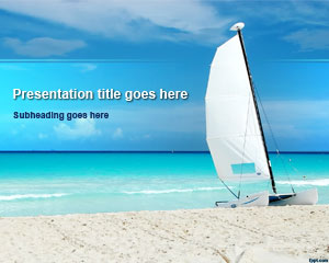 Paradise Beach PowerPoint Template with Sailboat Picture