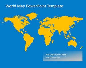 Free Worldmap Vector Template for PowerPoint with Orange color and Blue Background
