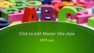 An educational PPT theme with image of colorful alphabets