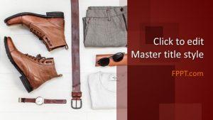 Men's clothing PPT design with the background of wearing articles