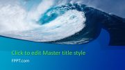 A unique PPT template design of big wave with the background of sea perfect for trade and business related presentations