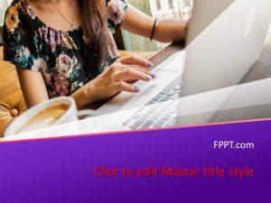 Free Woman Working in Laptop PowerPoint Template
