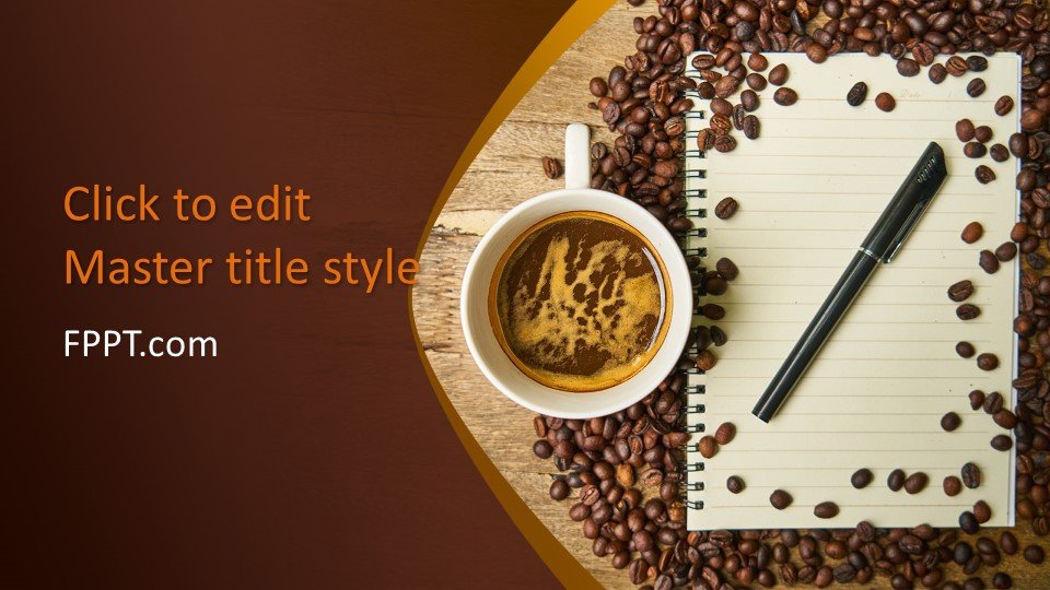 Free Coffee Beans with Notepad PowerPoint Template - Free PowerPoint