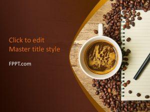 Free Coffee Beans with Notepad PowerPoint Template