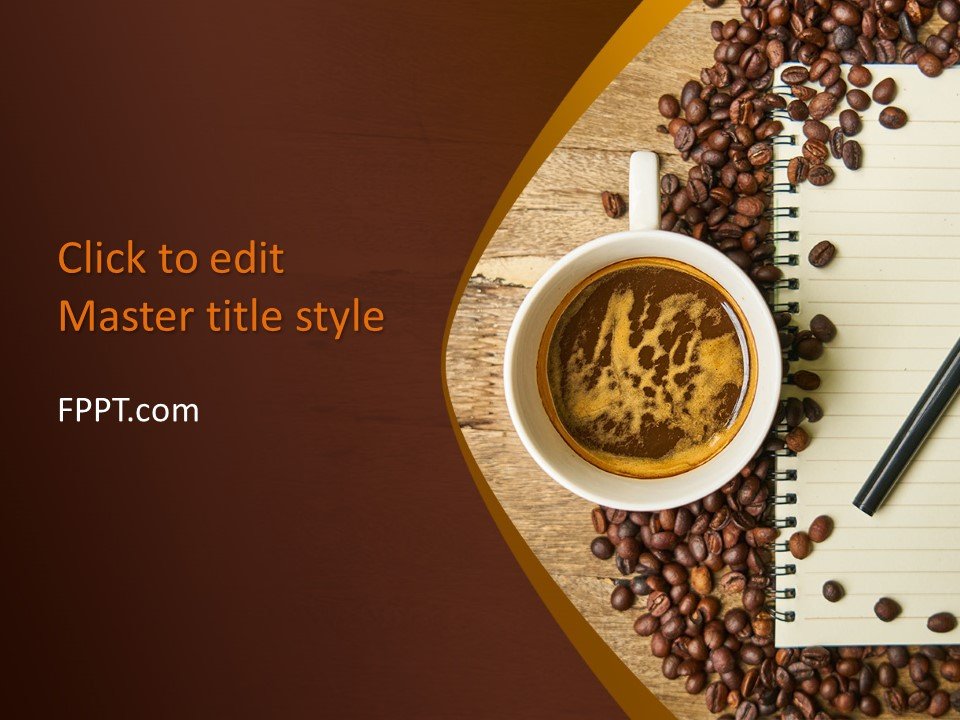 Free Coffee Beans with Notepad PowerPoint Template Free PowerPoint
