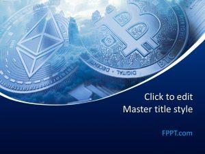 Free Blue Cryptocurrency PowerPoint Template