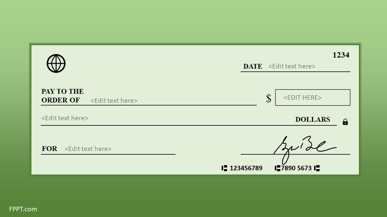 Free Blank Check Template for PowerPoint - Free PowerPoint Templates Intended For Large Blank Cheque Template