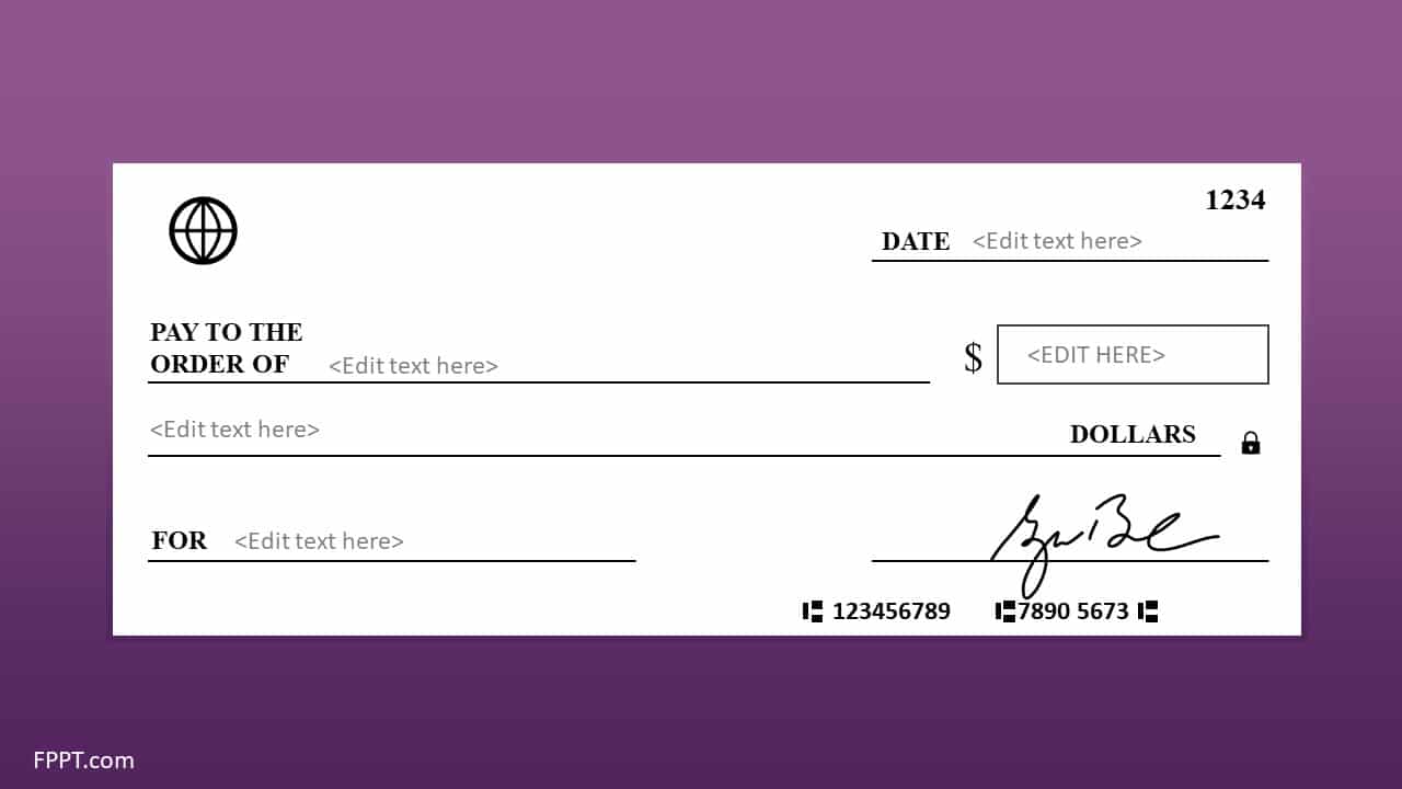 Free Blank Check Template for PowerPoint - Free PowerPoint Templates Inside Large Blank Cheque Template