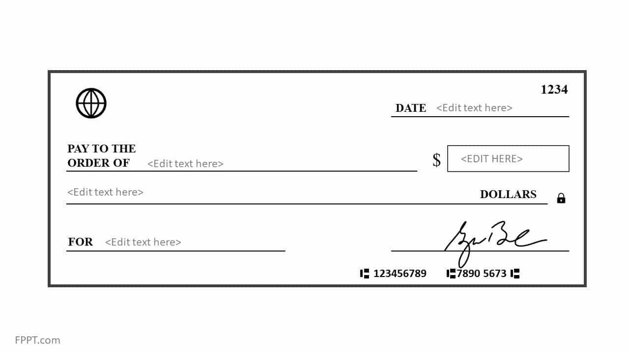 Free Blank Check Template for PowerPoint - Free PowerPoint Templates Inside Large Blank Cheque Template