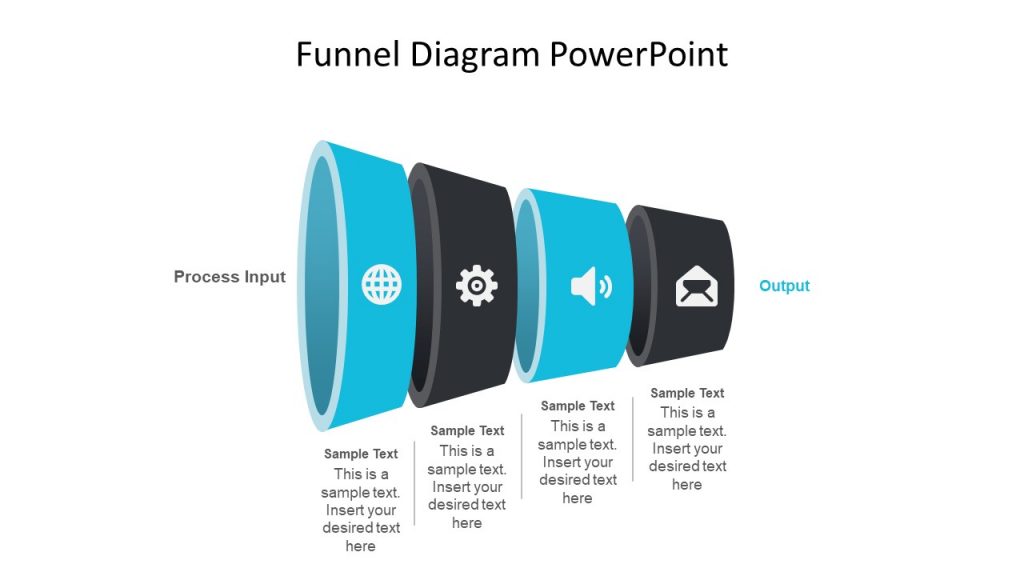 4 Step Horizontal Funnel Diagram Free Powerpoint Templates 6203