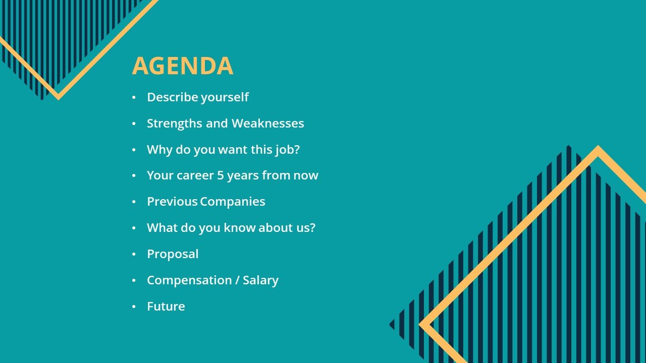 Agenda Slide for Job Interview - Free PowerPoint Templates